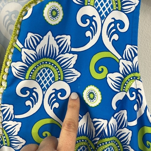 J. McLaughlin Catalina Cloth Blue Green Crochet Floral Sleeveless Dress Womens M - Picture 13 of 13